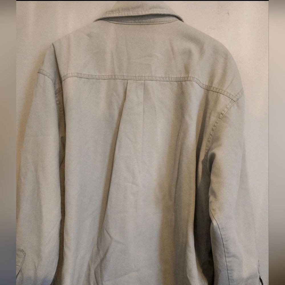 O42 Levi Strauss & CO Mens Cream Button-Up Work Barn Jacket Brown & Cream Lining - Picture 5 of 10